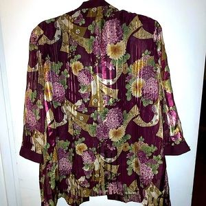 Like New R&M Richards Vintage Blouse Size 16 Maroon with floral design